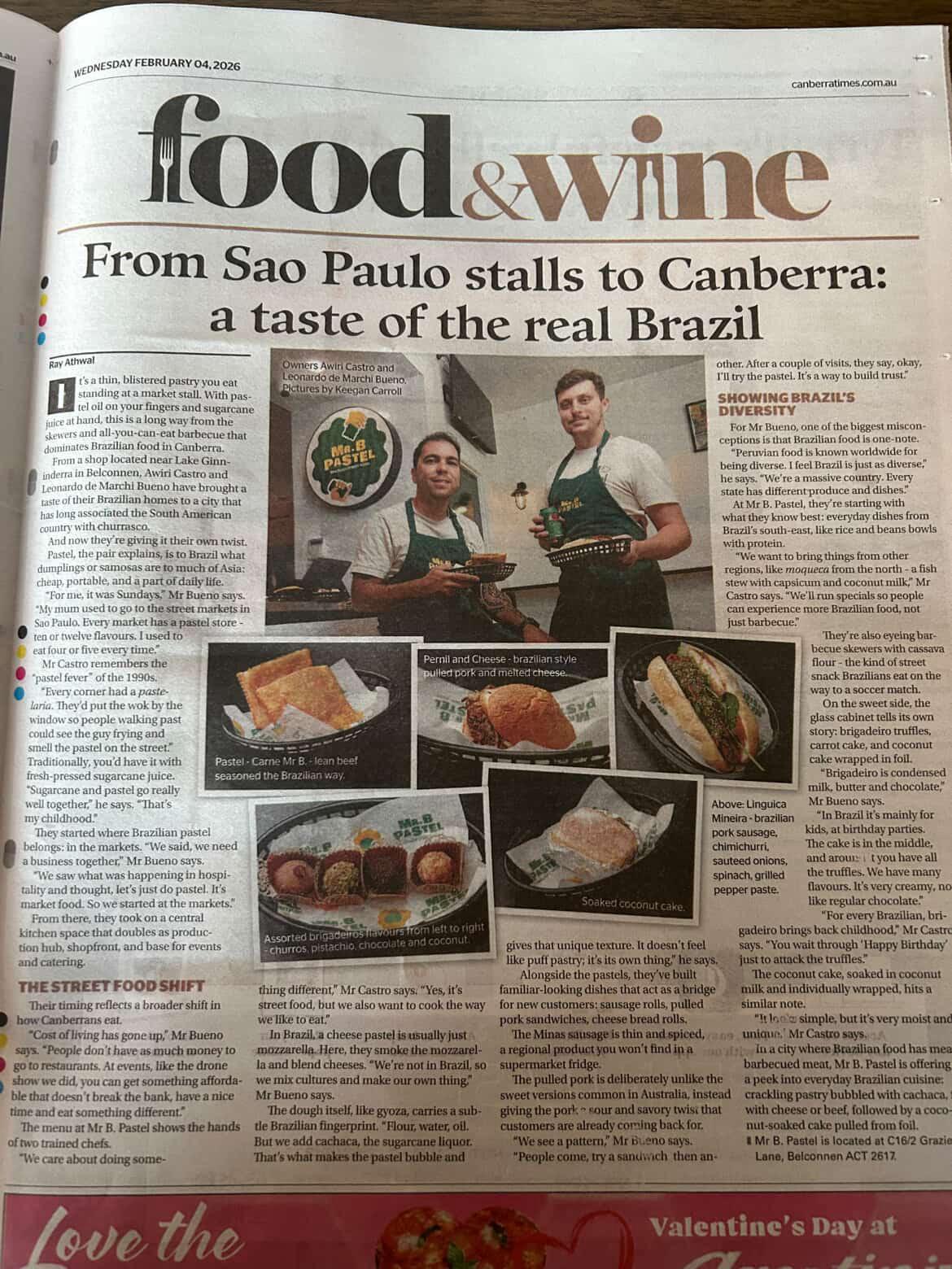 Canberra Times Food & Wine feature – From Sao Paulo stalls to Canberra: a taste of the real Brazil